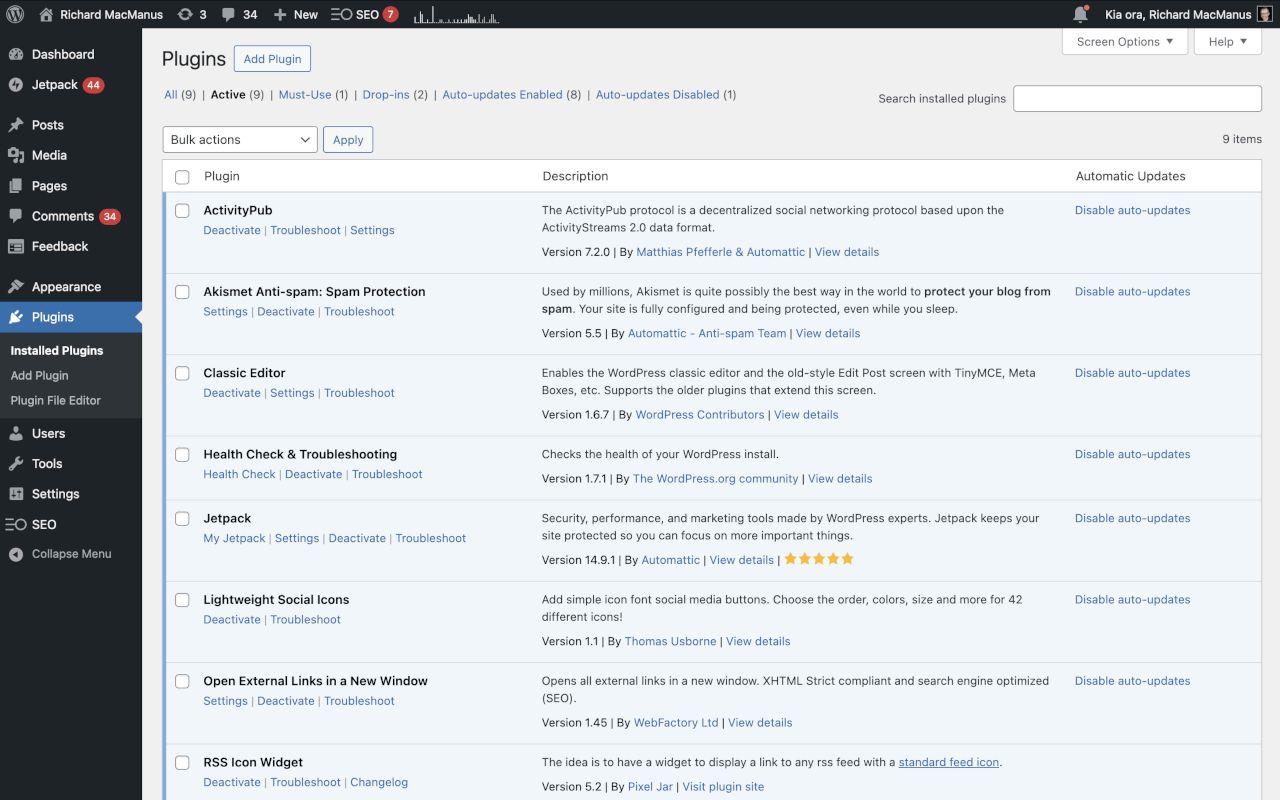 My WordPress plugins