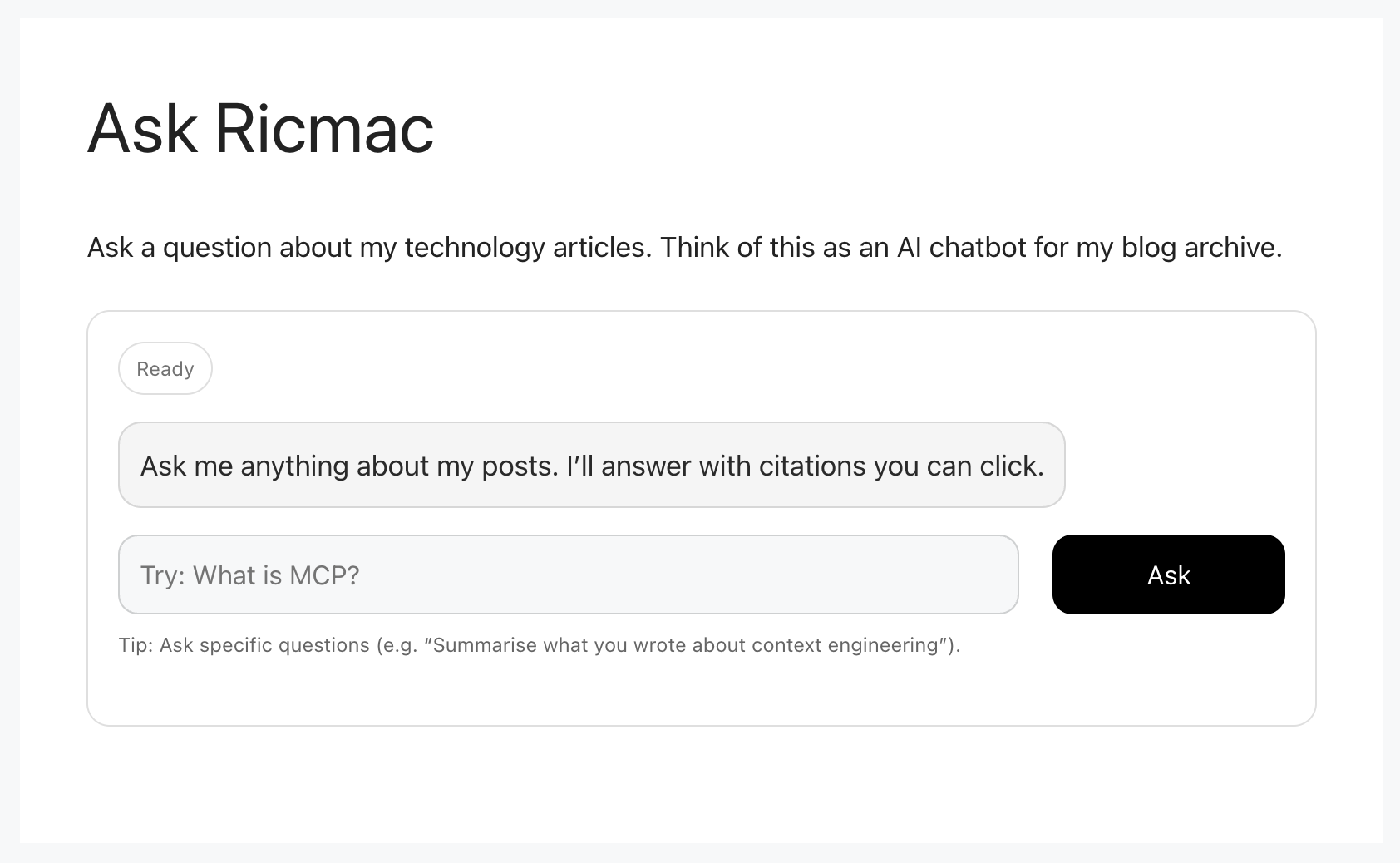 Ask Ricmac screenshot
